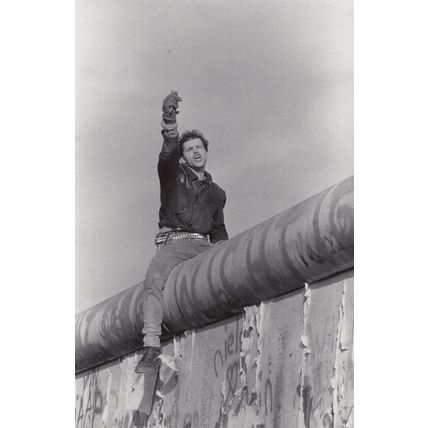 The Berlin Wall Tearing Down Victory Real Photo Postcard