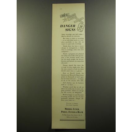 1952 Merrill Lynch Ad - Danger Signs