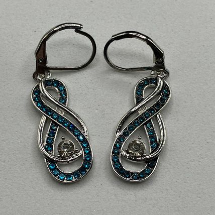 Earrings Metal Hand Carved Infinity Earrings With Zircon Hook Dangle #451