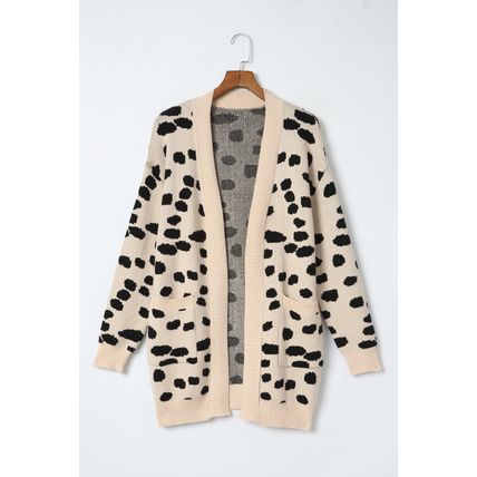 Leopard Animal Spotted Pattern Open Front Cardigan