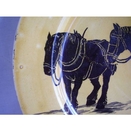Antique Royal Doulton Plough Horses Plate Holbein Glaze 1906 Design D2552