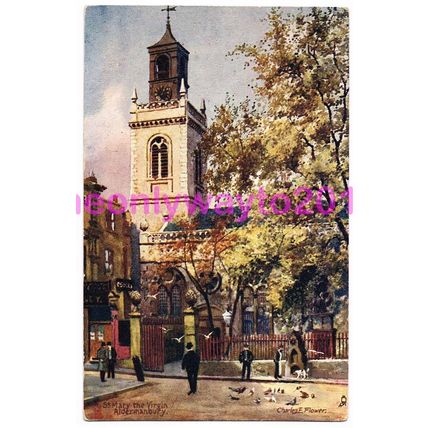 St Mary the Virgin, Aldermanbury , London, Tuck Aquarette, 1904, Postcard
