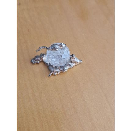 VINTAGE PEWTER????? MICE ON CRYSTAL BALL