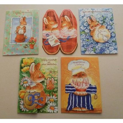 5 x MARGARET SHERRY COLLECTION BIRTHDAY CARDS - BEST BUNNY - UNUSED - LOT 2