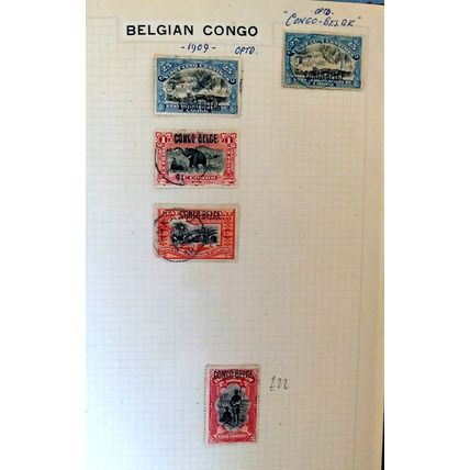 Belgian Congo 1909 overprints 25c M & U 1F Used 3F50 Used 5F Mint