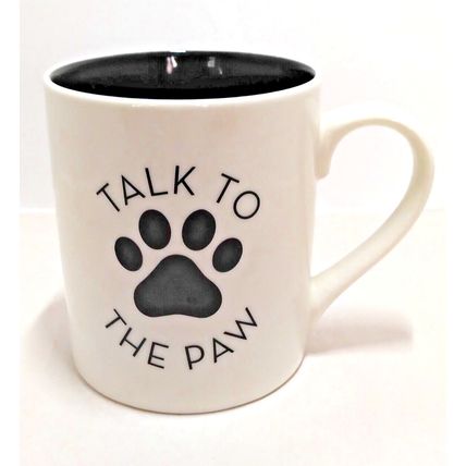 Winifred & Lily Talk To The Paw 16oz LG Coffee Mug White Porcelain With Handle