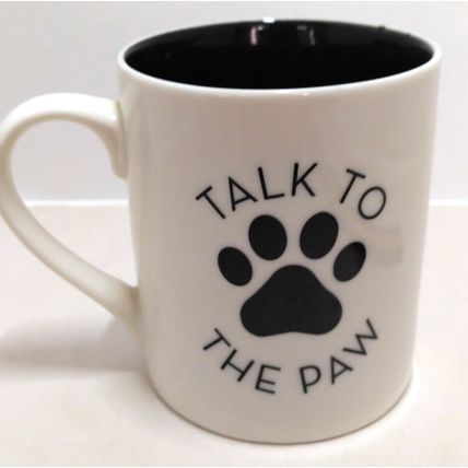 Winifred & Lily Talk To The Paw 16oz LG Coffee Mug White Porcelain With Handle