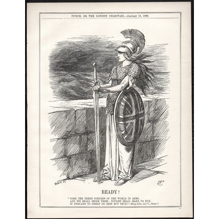 READY! 1896 Sir John Tenniel - Joseph Swain PUNCH CARTOON PAGE