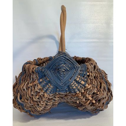 Vintage Basket Buttocks Egg Gathering Hand Woven Primitive Farmhouse Gods Eye