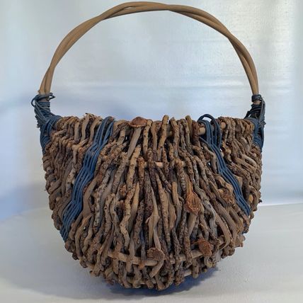 Vintage Basket Buttocks Egg Gathering Hand Woven Primitive Farmhouse Gods Eye