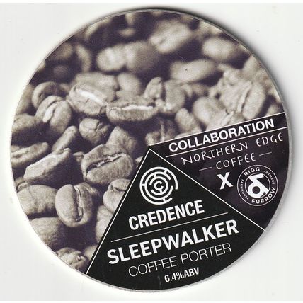 UNUSED KEG CLIP FRONT - CREEDENCE & RIGG FURROW BREWERIES - SLEEPWALKER PORTER