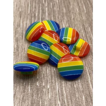 15mm Shank Buttons LGBT Gay Pride Rainbow Round Resin Knitting Jacket Coat