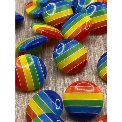 15mm Shank Buttons LGBT Gay Pride Rainbow Round Resin Knitting Jacket Coat