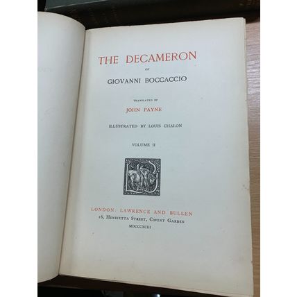 RARE* 1893 G BOCCACCIO "THE DECAMERON" LIMITED EDITION VOLS 1 & 2 BOOKS (EV5)