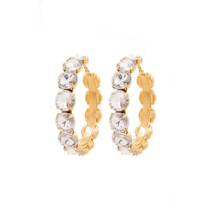 Rhinestone 3.25 Inch Classic Hoop Earring