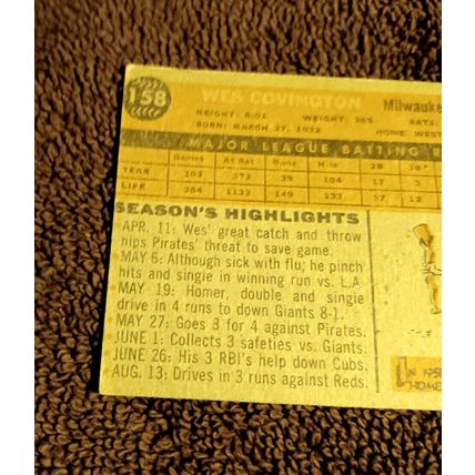 1960 Topps # 158 Wes Covington Milwaukee Braves 5.0 EX Or Better No Creases