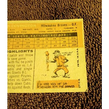 1960 Topps # 158 Wes Covington Milwaukee Braves 5.0 EX Or Better No Creases