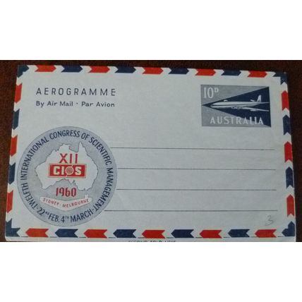 Australia 1960 12th Int Congress Scientific Aerogramme mint 10d Air Mail letter