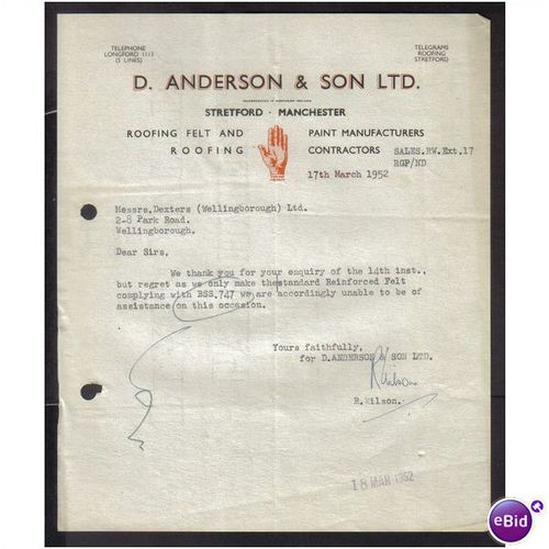 D ANDERSON & SON LTD,STRETFORD,MANCHE STER,17MAR1952