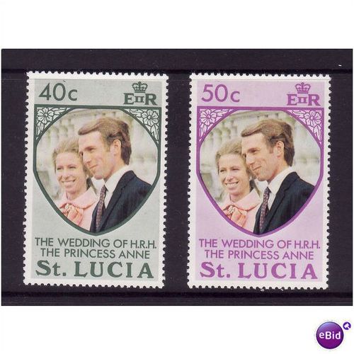 ST LUCIA 1973 ROYAL WEDDING SG 365/366 SET 2 VALS U/M MINT