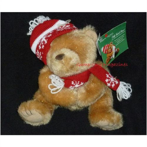 Plush Winter Bear wears Stocking Cap Muffler Stuffed Animal Christmas Holiday