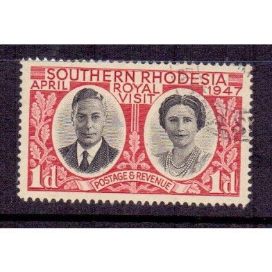 Southern Rhodesia KGVI 1947 Royal Visit 1d Scarlet Used SG63 Sc 66 postage stamp