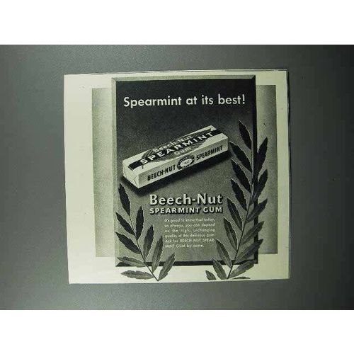 1945 Beech-Nut Spearmint Gum Ad - Spearmint At Its Best