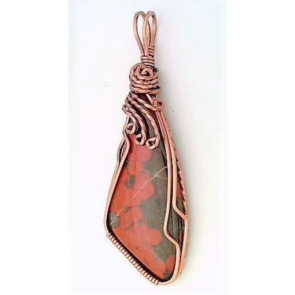 Morgan Hill Poppy Jasper Copper Wire Wrap Gemstone Pendant 7