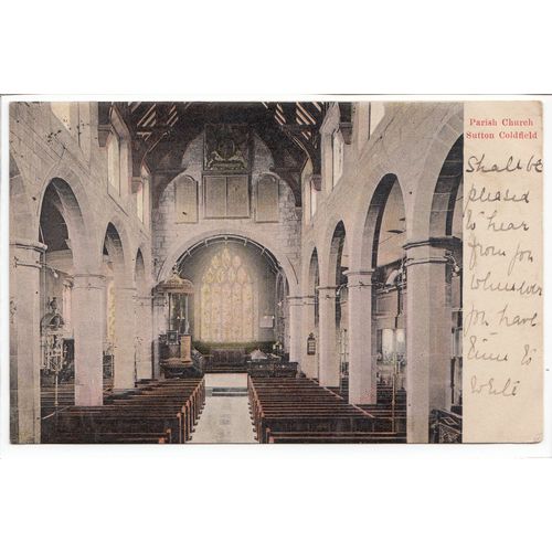 Parish Church Interior Sutton Coldfield Warwickshire 1904 Postcard
