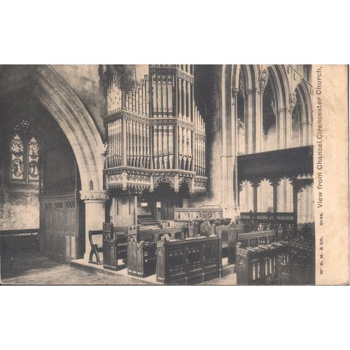 Vintage GB postcard - Chancel View, Parish Church, Cirencester, Gloucestershire