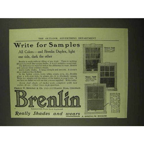 1909 Brenlin Window Shades Ad - All Colors