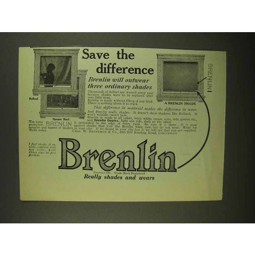 1909 Brenlin Window Shades Ad - Save the Difference