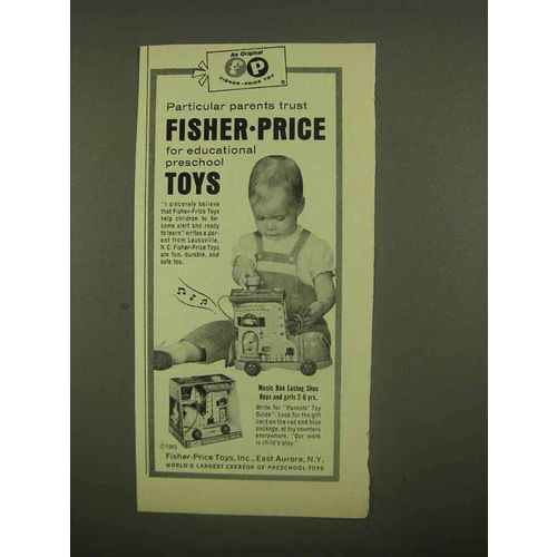 1965 Fisher-Price Toys Ad - Music Box Lacing Shoe