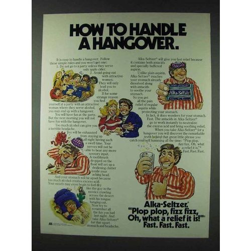 1978 Alka-Seltzer Medicine Ad - Handle a Hangover