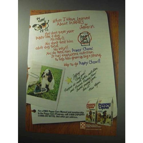 1985 Purina Puppy chow Ad - What I Have Learned