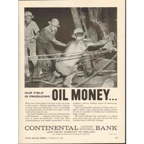 CONTINENTAL BANK TRUST 1962 Chicago producing oil money vintage ad 2