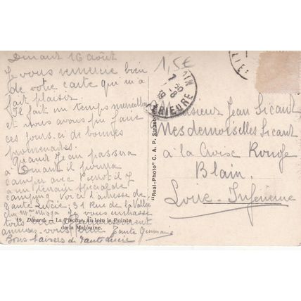 Pointe de la Malouine Piscine Dinard France Real Photo Postcard posted 1939 VGC