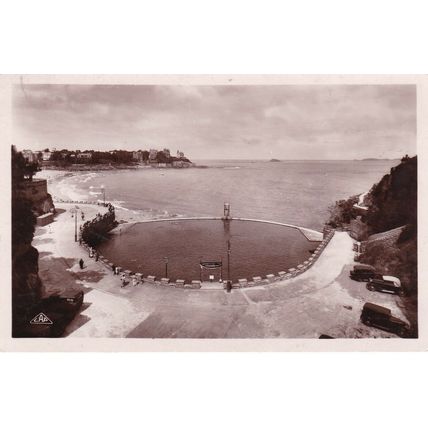 Pointe de la Malouine Piscine Dinard France Real Photo Postcard posted 1939 VGC