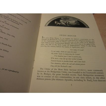 SYON HOUSE, LONDON history, guide book 48 pages 1968 P/B #
