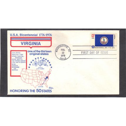 FDC Bazaar 1642 13c Virginia (Cachet-U/A) CV40212