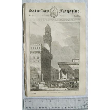 1834 The Saturday Magazine No. 97 Florence, Tynemouth, trade winds, Idols Saxons