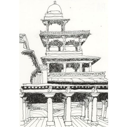 Edward Cullinan Fatipur Sikri Royal Academy Drawing Painting Postcard