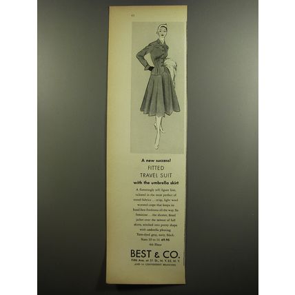 1952 Best & Co. Fitted Travel Suit Advertisement - A new success!