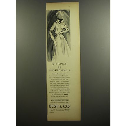 1952 Best & Co. Dress Ad - Shirtmaker in imported lanella