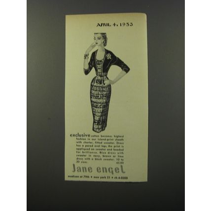 1953 Jane Engel Dress Advertisement - Exclusive