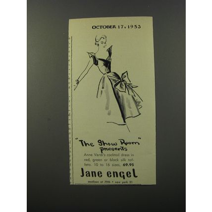 1953 Jane Engel Cocktail Dress by Anne Verdi Advertisement