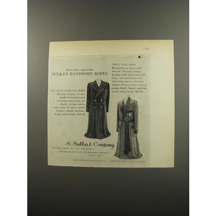 1953 A. Sulka Handsome Robes Ad - He'd really appreciate Sulka's Handsome Robes