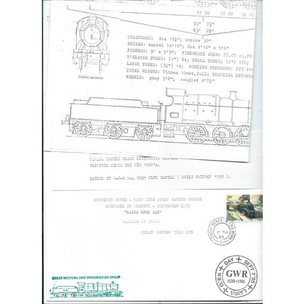 first day cover commemorative gwr laira with plan 1985 sg1272 tpo down drawing