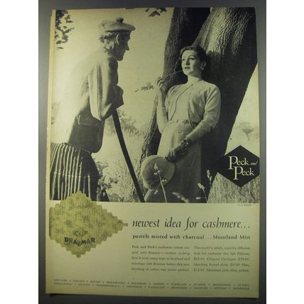 1956 Peck and Peck Braemar Cashmere Sweaters Advertisement