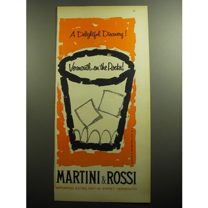 1958 Martini & Rossi Vermouth Ad - A delightful discovery! Vermouth on the rocks